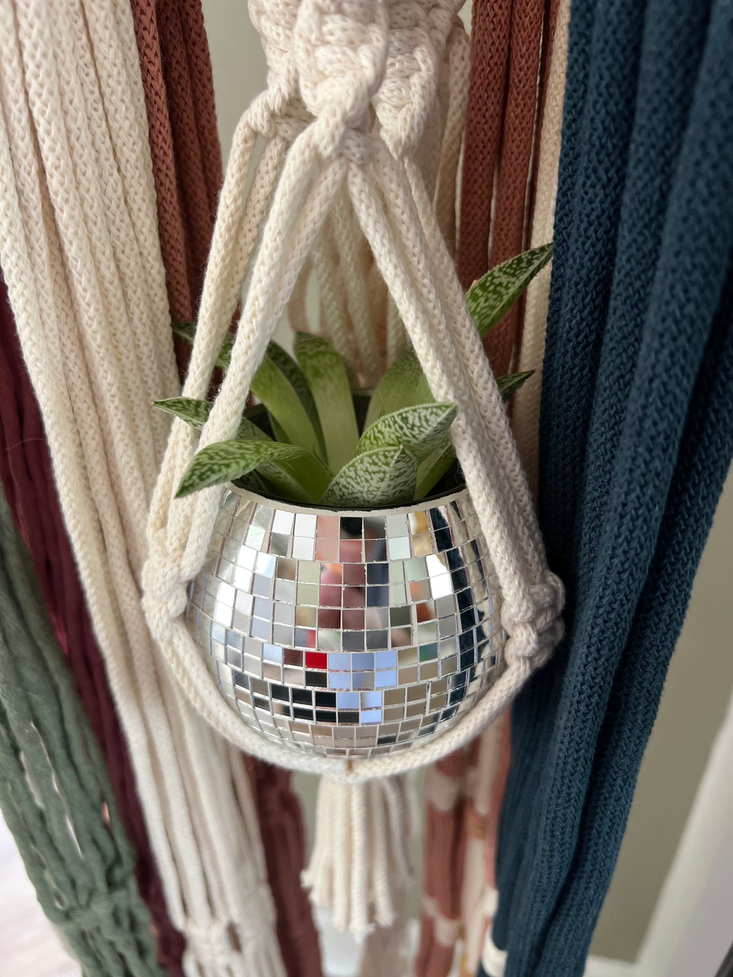 Macrame Mini Disco Ball Plant Hanger