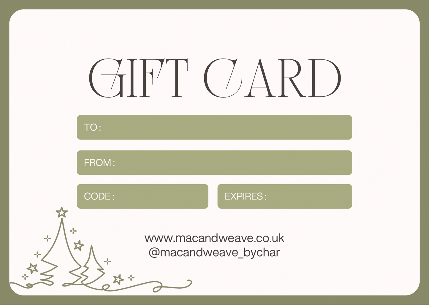 Mac and Weave Christmas Gift Card