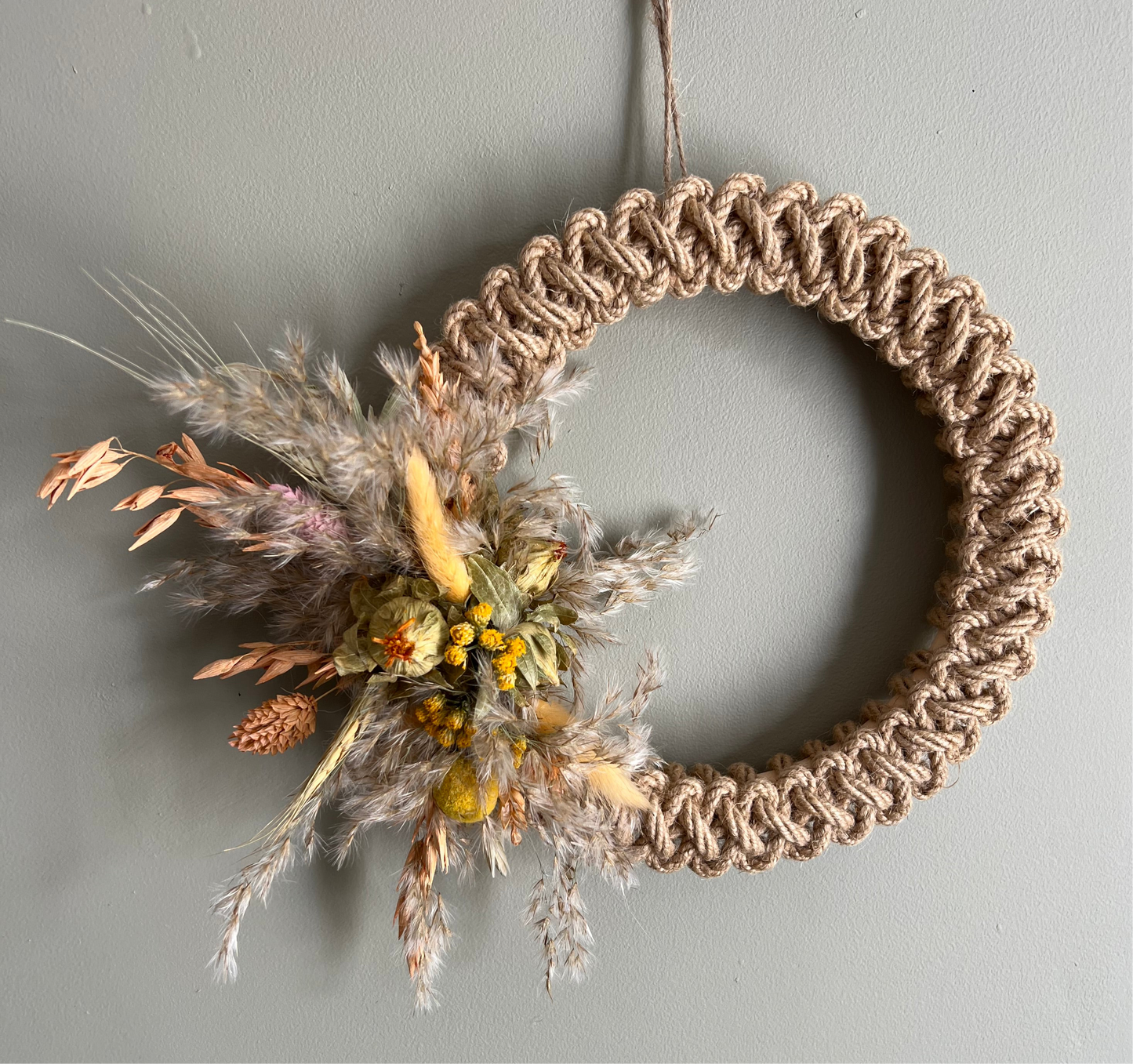 Jute & Pampas Dried Flower Macrame Wreath - 20cm