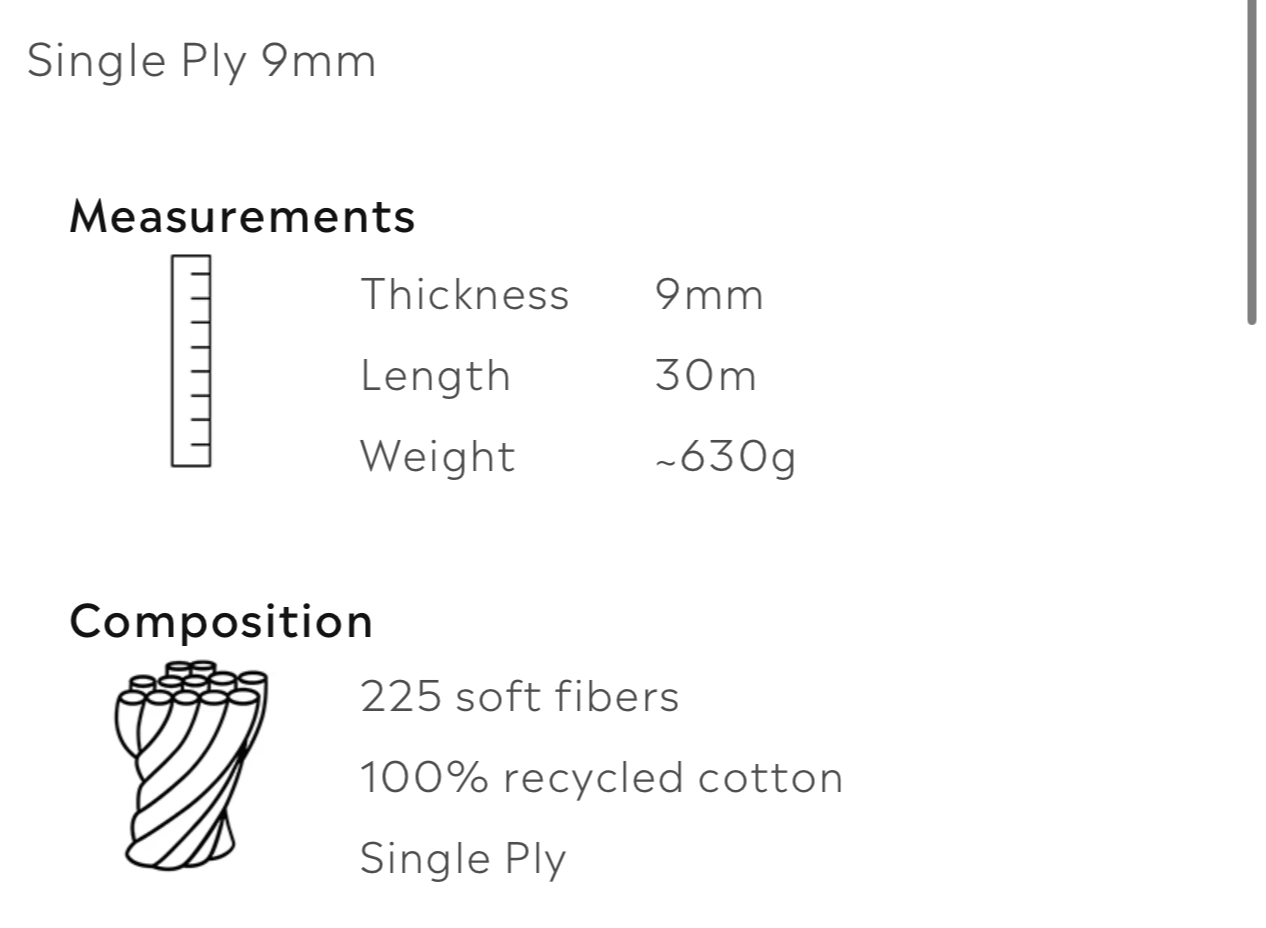 Jumbo Natural Single Ply Cord 9mm