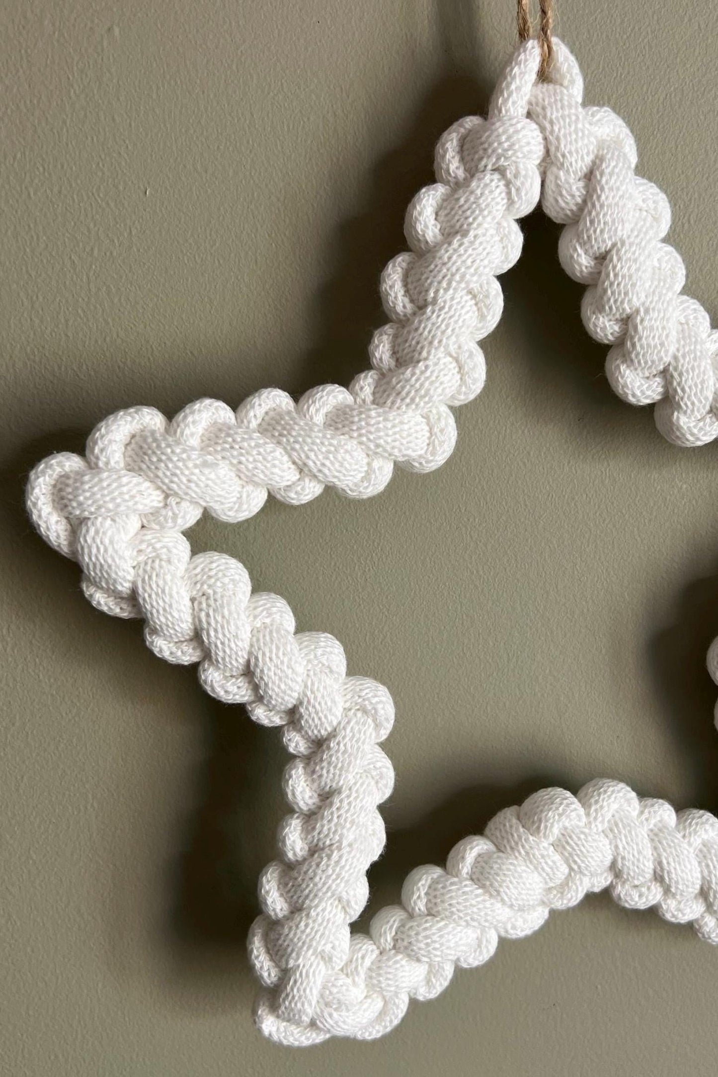 Macrame Star Decoration | Handmade Handle or Door/Wall Decoration | Recycled Cotton & Metal | Natural Decor | 20cm | Pom Pom