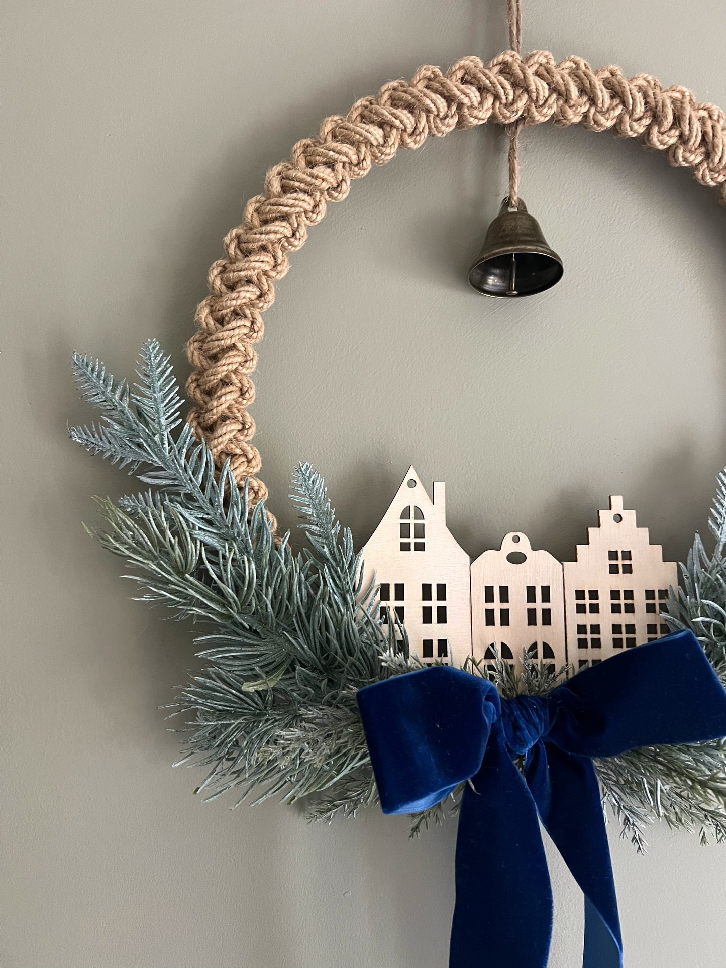 Nordic Blue Macrame Christmas Wreath