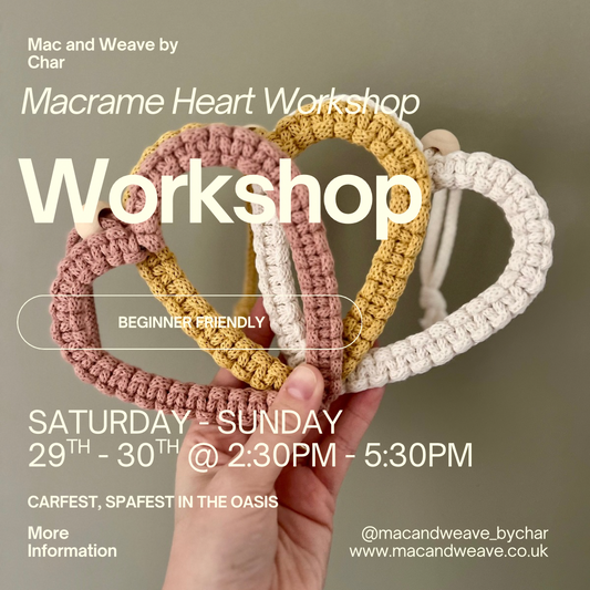 Carfest - Macrame Hearts Workshop - 28th to 30th August - The Oasis @ SpaFest - Silverstone