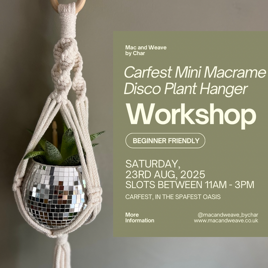 Carfest - Macrame Mini Disco Plant Hanger Workshop - 22nd & 23rd August - Carfest - Laverstoke Farm