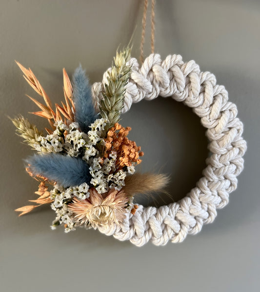 Mini Dried Flower Macrame Wreath - 12cm