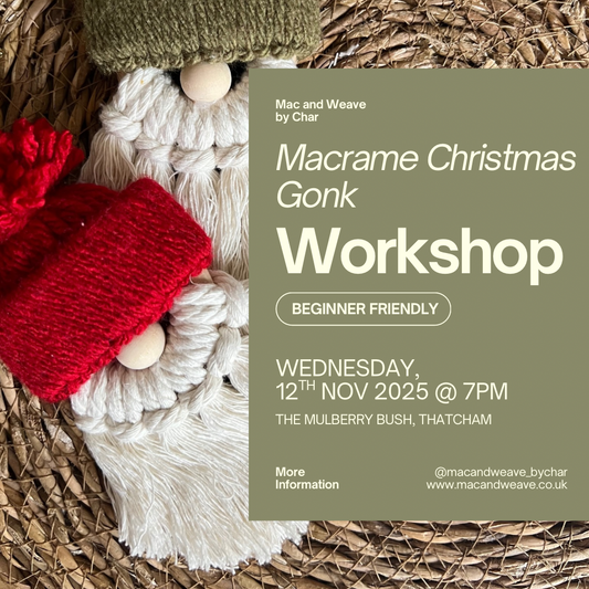Macrame Christmas Tree Gonk Workshop - 12th November 2025 - Thatcham - The Mulberry Bush