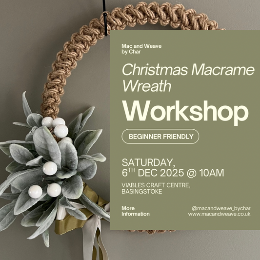 Macrame Christmas Wreath Workshop - 6th December - Basingstoke - Viables Craft Centre