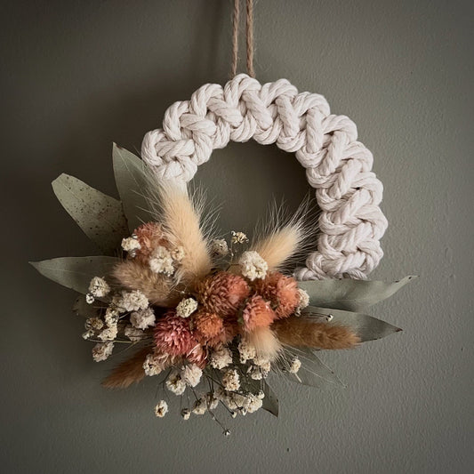 Mini Dried Flower Macrame Wreath - 10cm