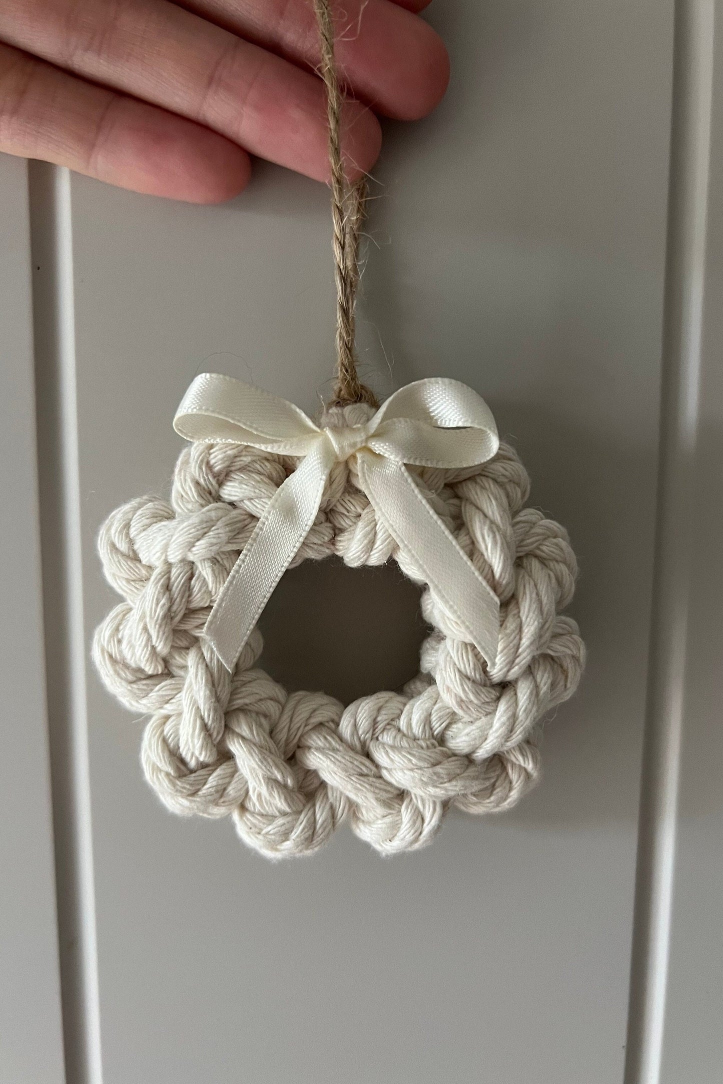 Mini Macrame Wreath | Handmade Door Handle or Tree Decoration